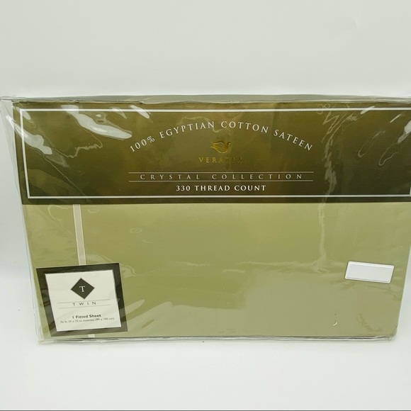 Veratex Crystal Collection Solid Green Twin Sheet Set 330 Thread Count RARE - Picture 7 of 12